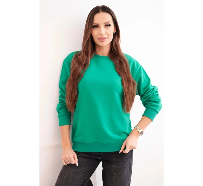 Dámská mikina s model 21494939 výstřihem basic z bavlny světle zelená - K-Fashion