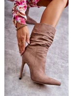 Dámské mačkané kozačky kozačky hnědé Laguna