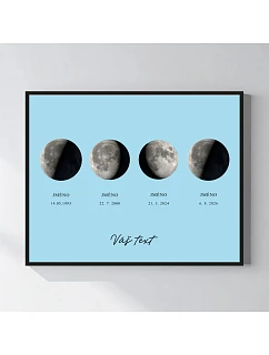 Personalizovaný magický fotoobraz v rámu - 40 x 50 - měsíční fáze rodiny
