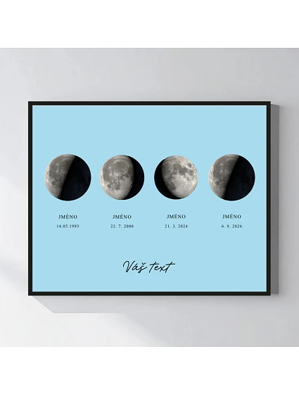 Personalizovaný magický fotoobraz v rámu - 40 x 50 - měsíční fáze rodiny Personalizovaný magický fotoobraz v rámu - 40 x 50 - měsíční fáze rodiny