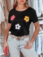 Dámské květinové tričko DAISYLA černá FashionStreet RY2744 Dámské květinové tričko DAISYLA černá FashionStreet RY2744