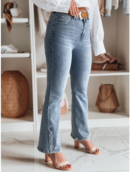 Dámské džínové zvonové kalhoty s páskem BELLONIZ modré FashionStreet UY2464