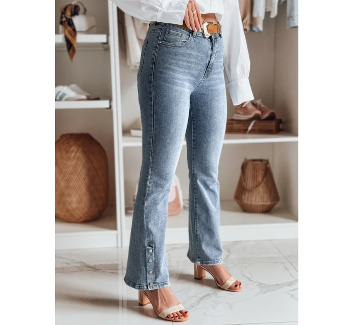 Dámské džínové zvonové kalhoty s páskem BELLONIZ modré FashionStreet UY2464