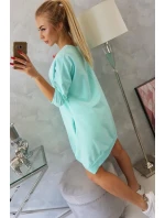 Šaty s potiskem a rozšířenou spodní částí mint Šaty s potiskem a rozšířenou spodní částí mint