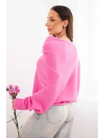 Dámský asymetrický model 21949296 svetr z viskózy světle růžový - K-Fashion
