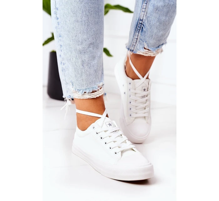 Dámské Kožené Tenisky Bílé Mega