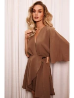 M785 Rozšířené mini šaty - čokoládové M785 Rozšířené mini šaty - čokoládové
