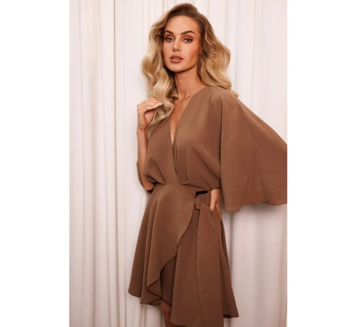 M785 Rozšířené mini šaty - čokoládové M785 Rozšířené mini šaty - čokoládové