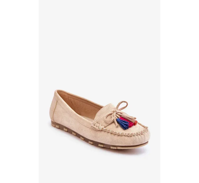 Semišové Mokasíny S Mašlí A Třásněmi Béžove Dorine Semišové Mokasíny S Mašlí A Třásněmi Béžove Dorine