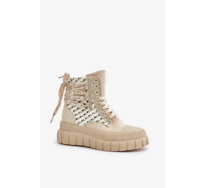 Vysoké Dámské Tenisky Na Masivní Platformě Světle Béžové Kernia Vysoké Dámské Tenisky Na Masivní Platformě Světle Béžové Kernia