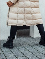 Dámská prošívaná zimní bunda s kapucí MENSI béžová FashionStreet TY4585