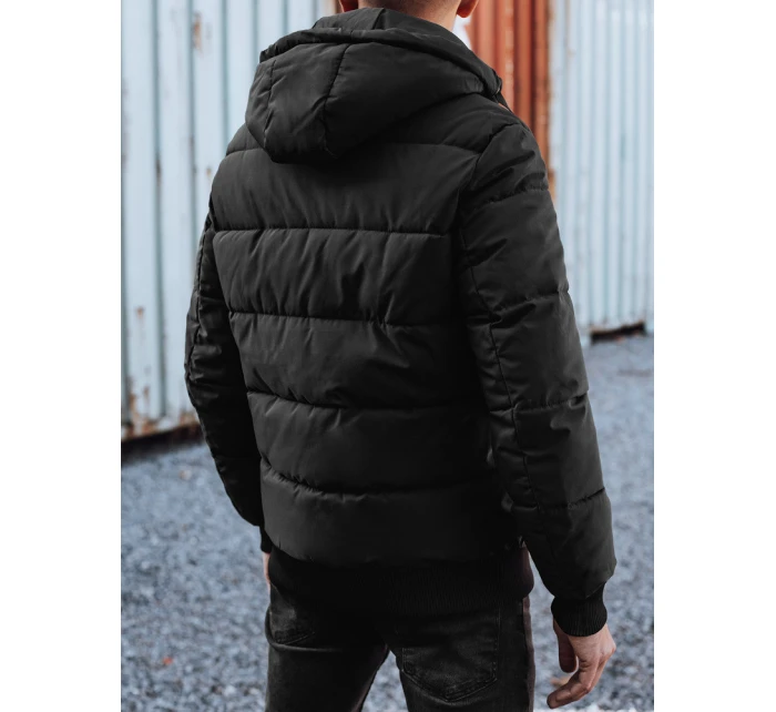 Pánská prošívaná zimní bunda s kapucí černá FashionStreet TX4948