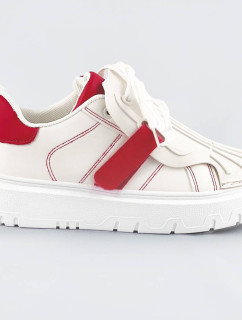 Bílo-červené dámské sportovní boty se zakrytým šněrováním (RA2049)