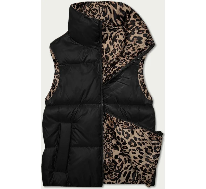 Černo-panteří oboustranná krátká vesta S'West (B8346-1)