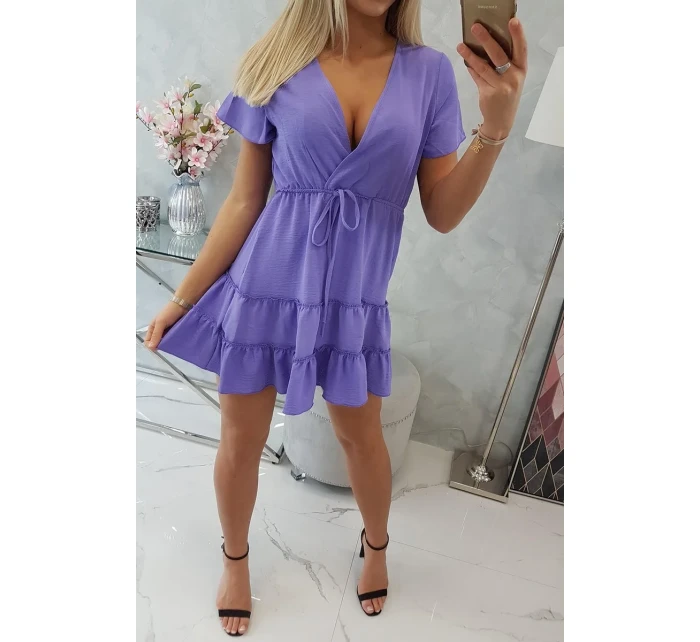 Šaty s obálkovým výstřihem fialové