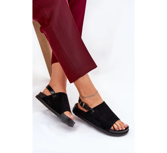 Dámské Sandály Z Eko Semiše Na Platformě Černé Migola Dámské Sandály Z Eko Semiše Na Platformě Černé Migola