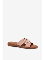 Dámské sandály na plochém podpatku s ozdobou model 21697164 béžové - VINCEZA