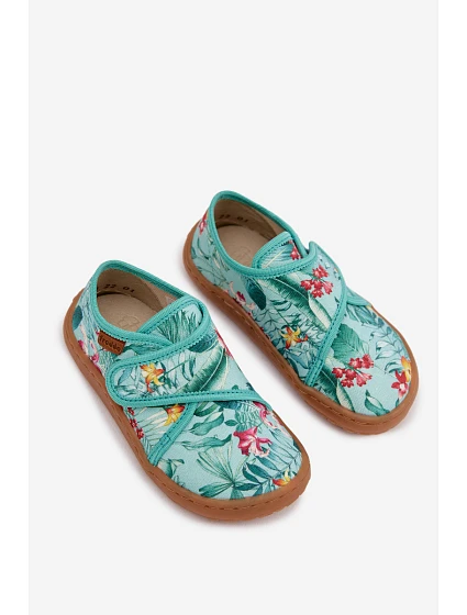Dětské papuče na suchý zip Barefoot Květiny  model 22007322 - Froddo