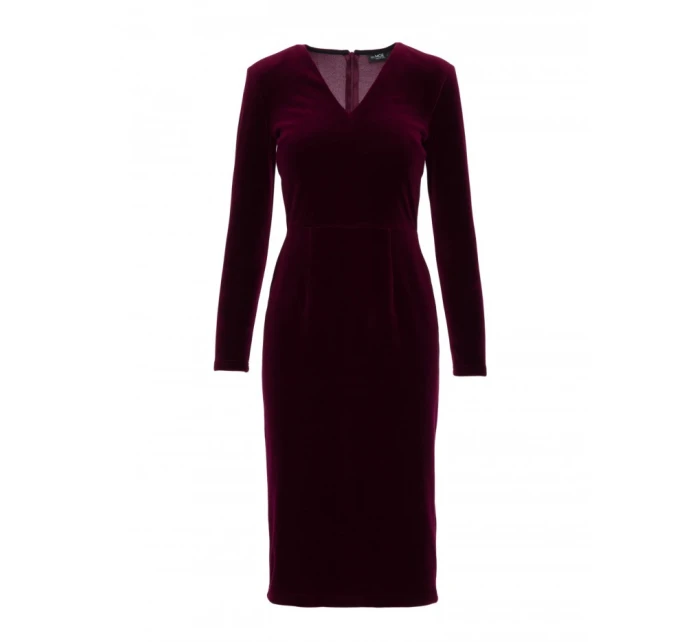 M889 Sametové šaty na tělo - bordó