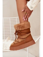 Dámské sněhule na platformě s kožíškem a šněrováním Marinna – camel Dámské sněhule na platformě s kožíškem a šněrováním Marinna – camel