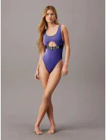Dámské jednodílné plavky KW0KW02640 C86 modré - Calvin Klein Dámské jednodílné plavky KW0KW02640 C86 modré - Calvin Klein