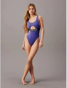 Dámské jednodílné plavky KW0KW02640 C86 modré - Calvin Klein