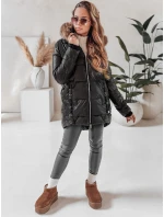 Dámská zimní bunda NORINA prošívaná s kožešinou černá FashionStreet TY5054