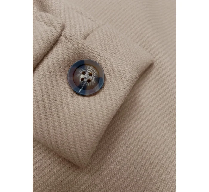 Volná béžová pruhovaná žebrovaná bunda s límcem model 19742968 - MADE IN ITALY Volná béžová pruhovaná žebrovaná bunda s límcem model 19742968 - MADE IN ITALY