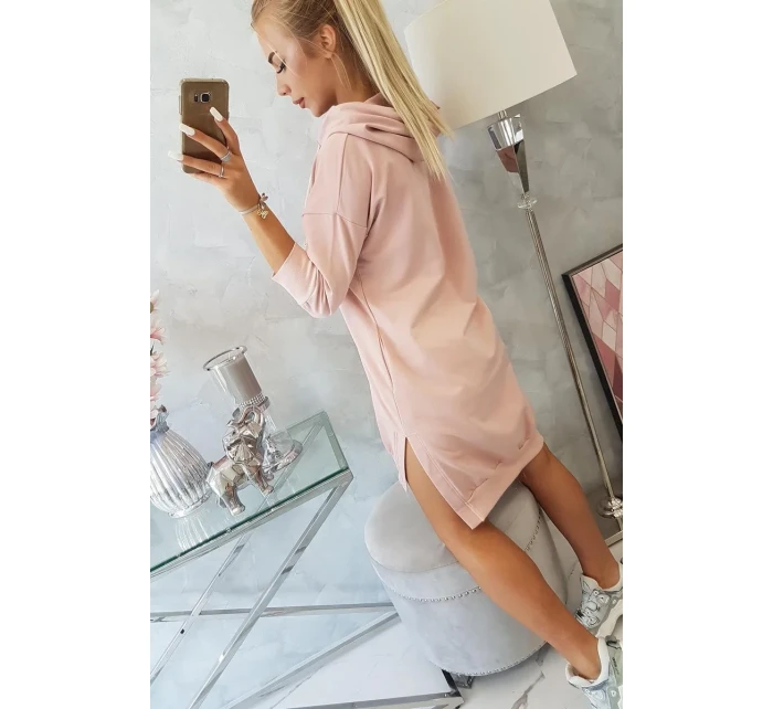 Šaty s kapucí a delšími zády tmavě pudrově růžové Šaty s kapucí a delšími zády tmavě pudrově růžové