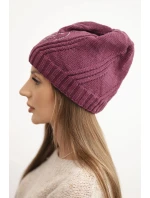 Dámská zimní čepice s vlnou volného střihu model 21782999 fialová - K-Fashion