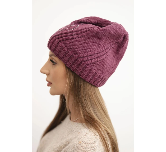 Dámská zimní čepice s vlnou volného střihu model 21782999 fialová - K-Fashion