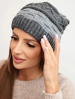 Dámská zimní čepice z vlny s ozdobným vzorem K446 šedá + grafitová