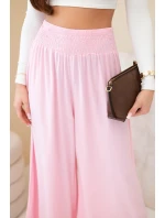 Dámské viskózové kalhoty s elastickým pasem světle růžové Dámské viskózové kalhoty s elastickým pasem světle růžové