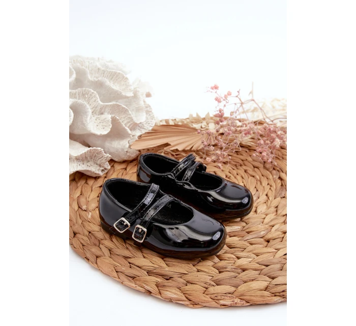 Lakýrované dětské baletky s proužky Černé Margenis Lakýrované dětské baletky s proužky Černé Margenis
