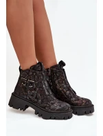 Kožené dámské kotníčkové boty s ozdobou zateplené model 21712082 - Artiker