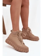 Dámské zateplené kozačky trapery na platformě Camel model 21747749 - Boto Dámské zateplené kozačky trapery na platformě Camel model 21747749 - Boto