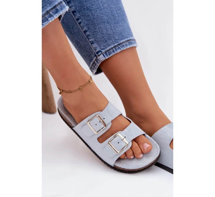 Dámské pantofle s přezkami Modré model 21908448 - Boto