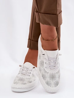 Kožené síťované dámské polobotky model 22101353 Bílé - S.Barski