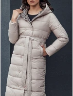 Dámský prošívaný zimní kabát s kapucí GRACE béžový FashionStreet TY4518