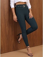 Dopasowane legginsy damskie prążkowane morskie FashionStreet UY3257