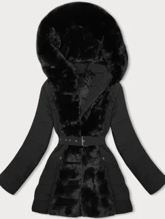 Černá dámská zimní bunda s kožešinou model 21247264 - J.STYLE