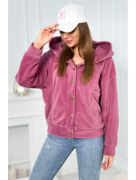 Fleecová bunda s kapucí tmavě růžová