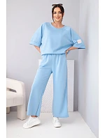 Dámský máslový komplet z viskózy mikina a široké kalhoty světle fialový