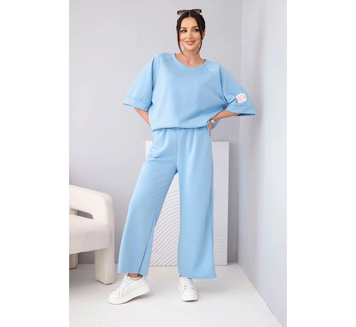 Dámský máslový komplet z viskózy mikina a široké kalhoty světle fialový