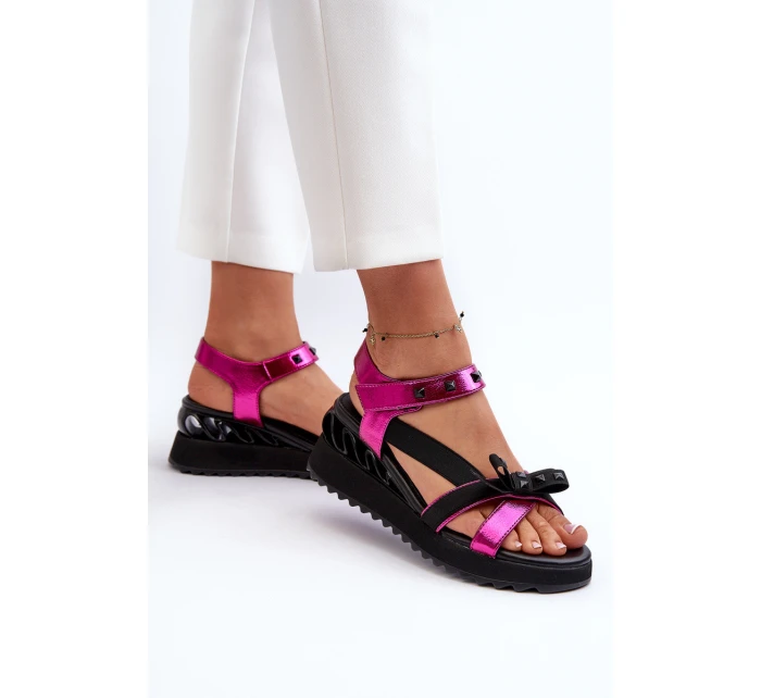 Dámské sandály s mašlí D&A CR956 fuchsie