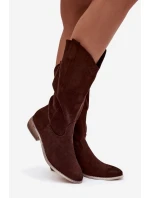 Kovbojky Na Nízkém Podpatku Z Eko Semiše Čokoládové model 21757733 - Boto Kovbojky Na Nízkém Podpatku Z Eko Semiše Čokoládové model 21757733 - Boto