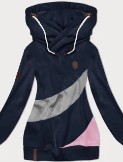 Tmavě hrubší dámská mikina s pruhy model 19678015 - 6&8 Fashion