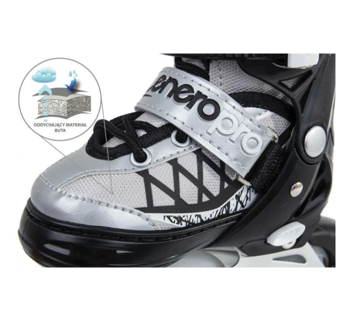 INLINE BRUSLE-KOLEČKOVÉ BRUSLE 4V1 ENERO PRO LED 30-33 ŠEDÁ