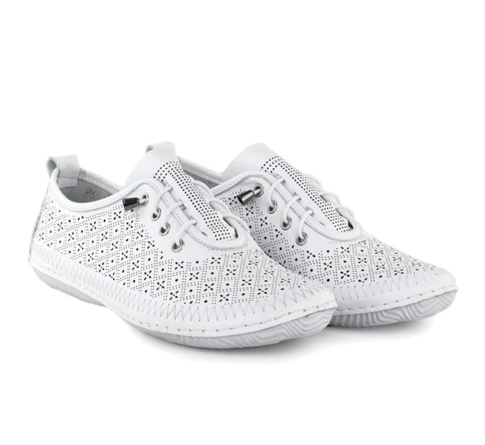 Dámské ažurové kožené polobotky bílé T.Sokolski 1302