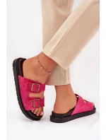 Dámské Pantofle Na Platformě S Přezkami Fuchsie model 21688697 - Boto